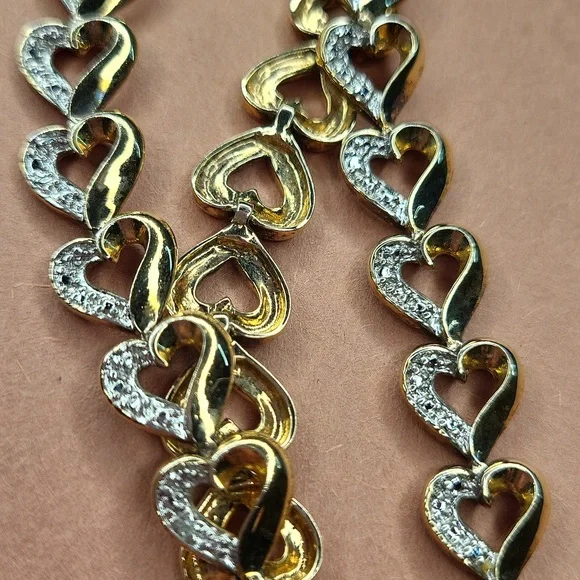 Gold and Sterling Silver Heart Bracelet - Picture 3 of 5